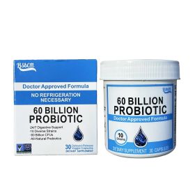 Probiotics 60 Billion CFU  10 Strains  Organic Prebiotics - Immune, Digestive  Gut Health - Supports Occasional Constipation, Diarrhea, Gas & Blo (Color: White)
