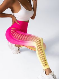 4 Pack Cut Out Ombre Gradient Color Hollow High-waist Butt-lifting Fitness Women's Yoga Pants, Women's High Waist Yoga Pants Cutout Ripped Super Soft (Color: 4PACK1, size: S)