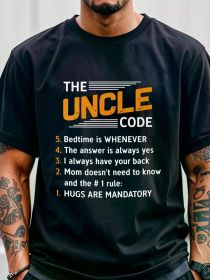 The Uncle Code Family Shirts Men Funny T Shirts, Uncle Birthday Gifts, Men's T Shirts, Going Out, Gym-Friendly, Running, Sports Tees For Fitness Enthu (Color: Black, size: S)